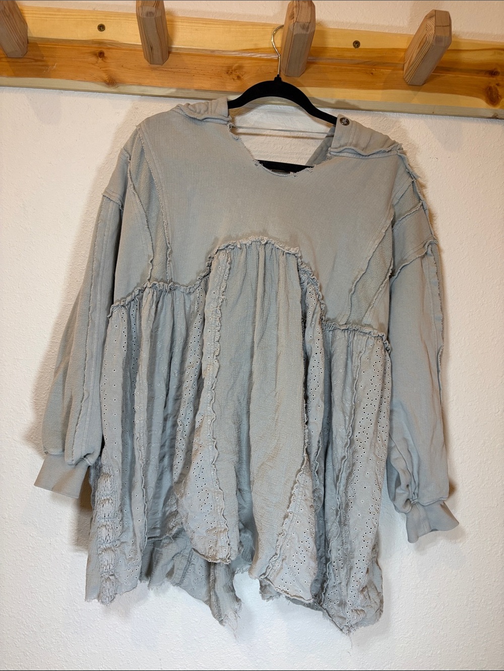 Free People Sage green Hooded Top